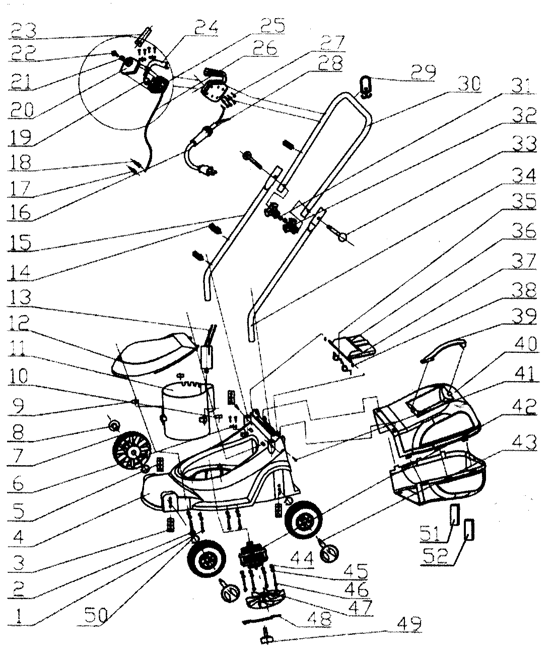 Default Diagram and Parts List for LM200-AR Type 1 Black and Decker Lawn Mower